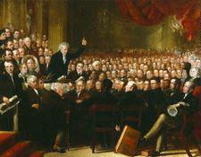 Benjamin Robert Haydon Oil painting of William Smeal addressing the Anti-Slavery Society at their annual convention